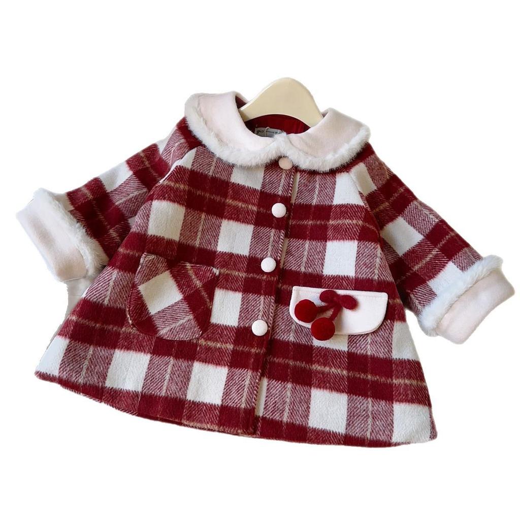 Girls' Stylish Winter Wool Coat with Velvet Lining