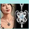 Unikt Galaxy-tema Hjärta Vingar Hängsmycke Halsband Med Oregelbunden Zirkonsten Design För Kvinnor