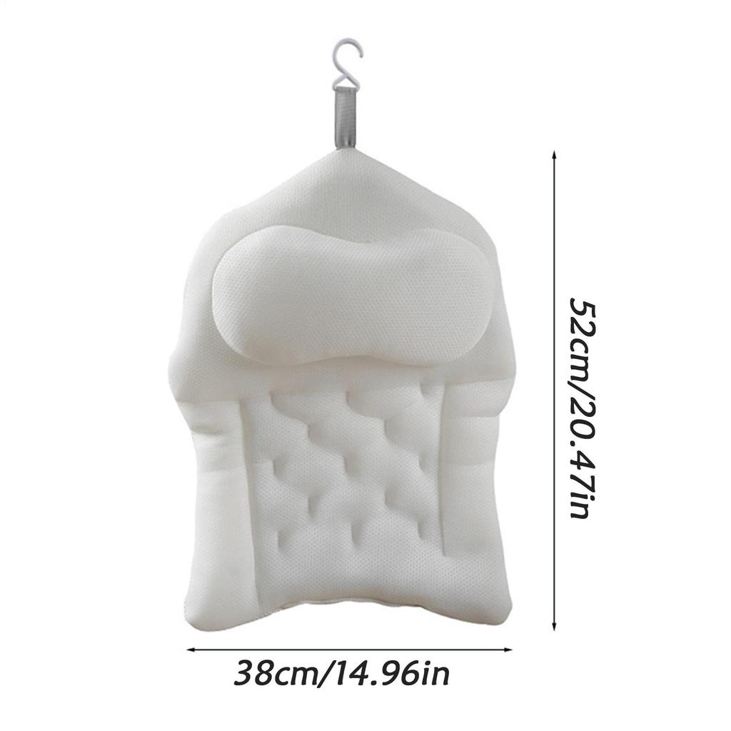 Soft Bath Pillow 4D Bathtub Back Support Bathroom Headrest With Suction Cups Shower Cushion For Soaking Relaxation Pool Spa