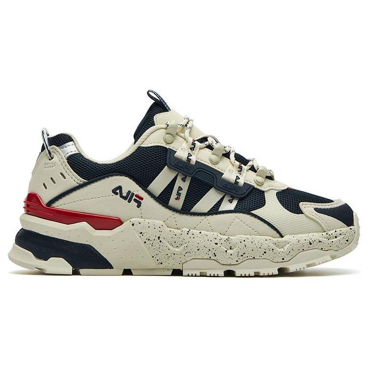 New FILA TREK Baby's Breath Cushioning Abrasion Resistant Breathable Low top Chunky Sneakers Women's White Blue F12W134155FWD