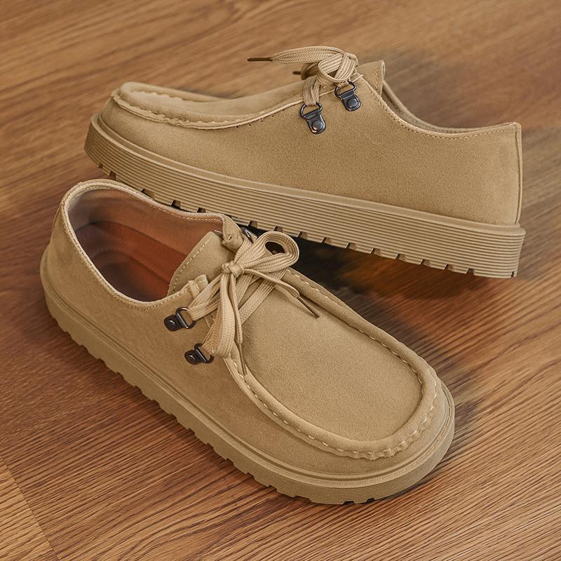 Fashion Khaki Casual Men Shoes Comfortable Suede Leather Loafers Man Platform Slip-on Men's Driving Shoes Zapatos Para Hombre