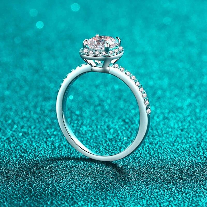 Cushion Cut 1ct Certified Moissanite Rings for Women Square Engagement Lab Created Diamond Band S925 Sterling Silver