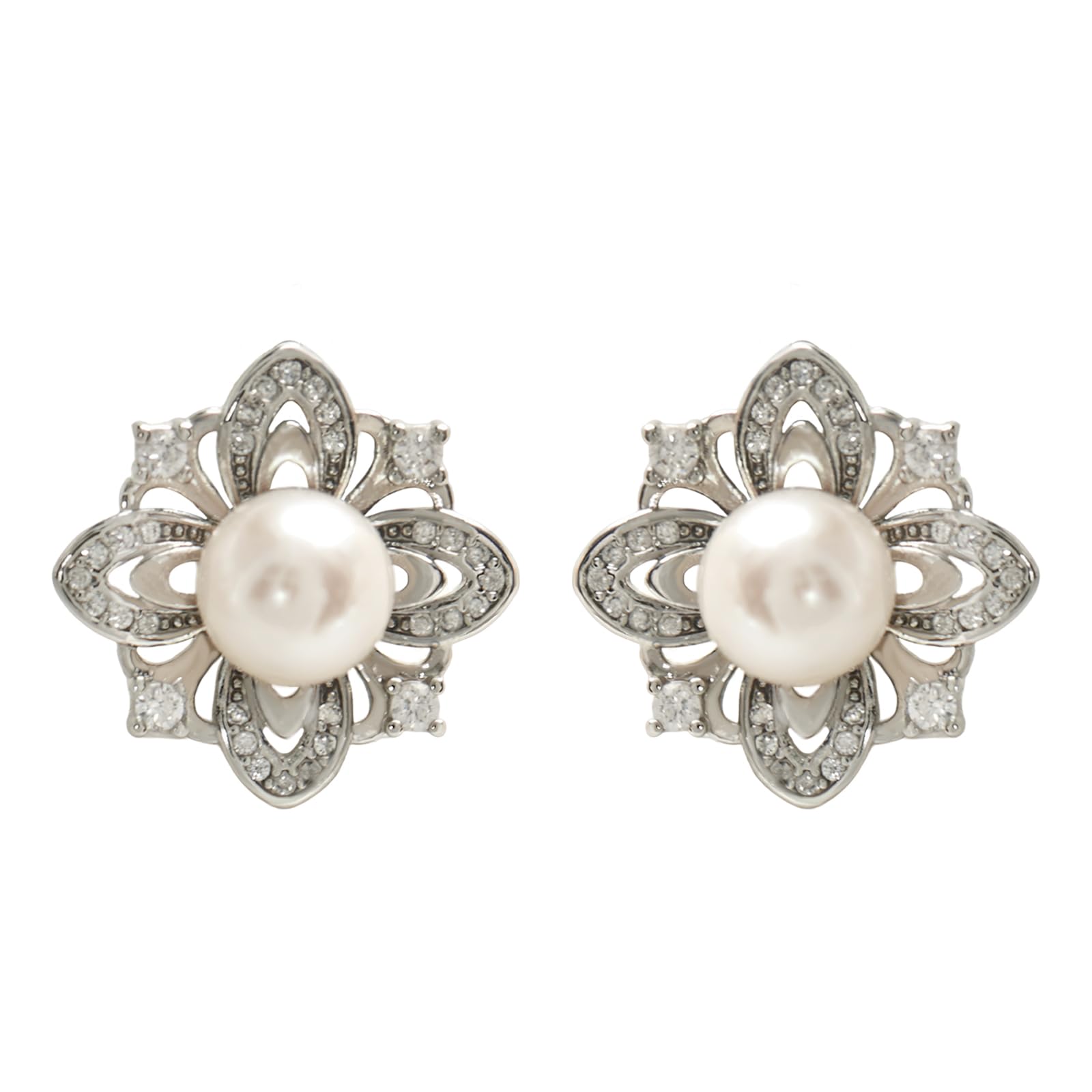 

clover natural saltwater pearl earrings Earrings that can be used without pierced ears Pearl earrings Hypoallergenic [Orange Symbol] Four-leaf 6-7mm