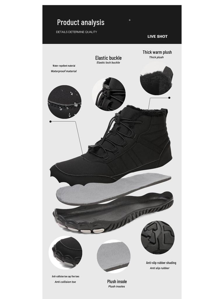 Winter Waterproof High-Top Snow Boots - Unisex Fleece-Lined Cold-Proof Sports Shoes
