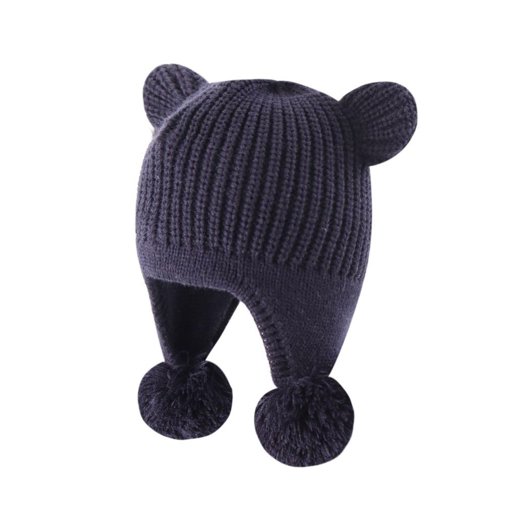 Fleece Lined Baby Winter Hat 2 Cute Ears Warm Fleece Hat Fashionable Kids Knit Hat  Winter Season