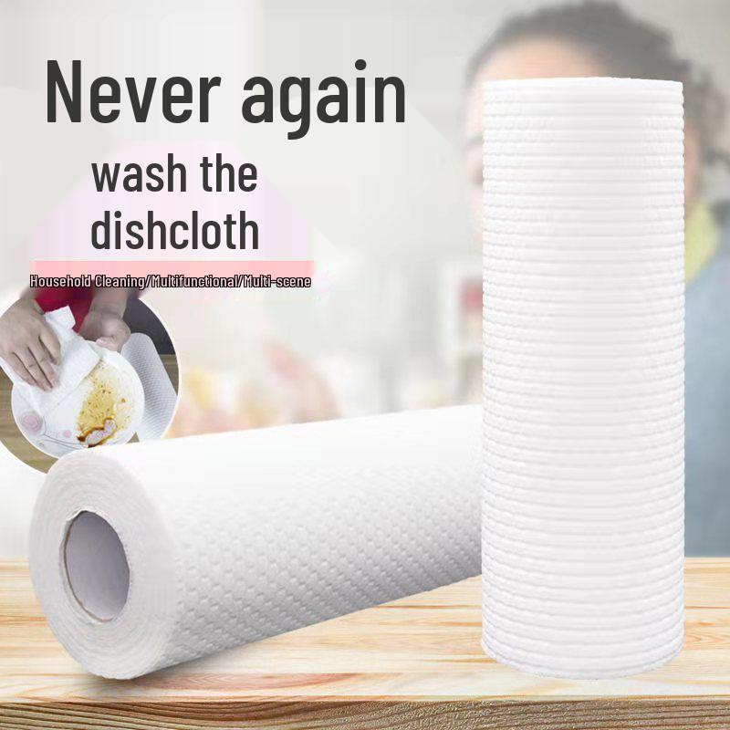 LazyRag Dual-Use Kitchen Cleaning Cloth: Absorbs Water, Oil-Free, Disposable, Wet & Dry Use.