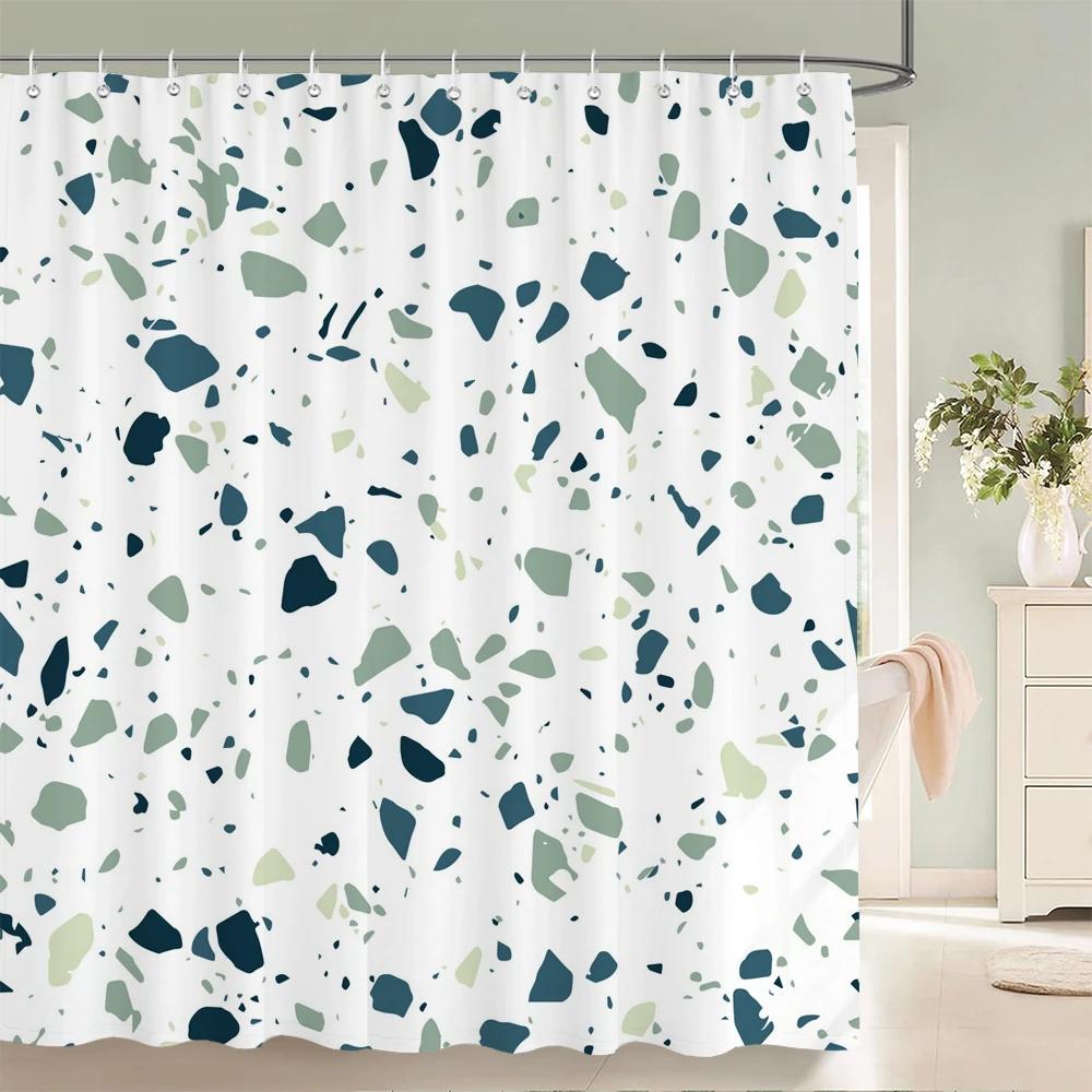 Modern Simple Mosaic Shower Curtain Waterproof Bath Curtains with 12 Hooks for Bathroom Home Decoration Polyester Fabric Screen
