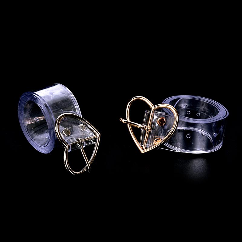 Women Long Transparent Belt Heart Pin Buckle Waist Female Belt Waistband Gift