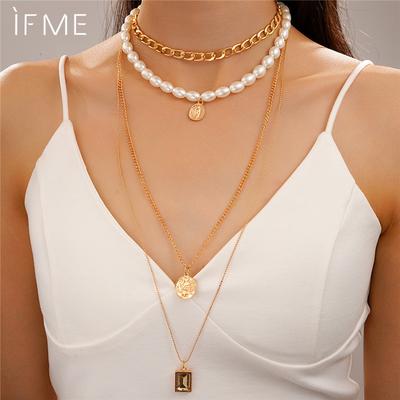 Mehrlagige Imitations-Choker-Halskette für Damen Trendige Perlenketten am Hals Accessoires Modeschmuck