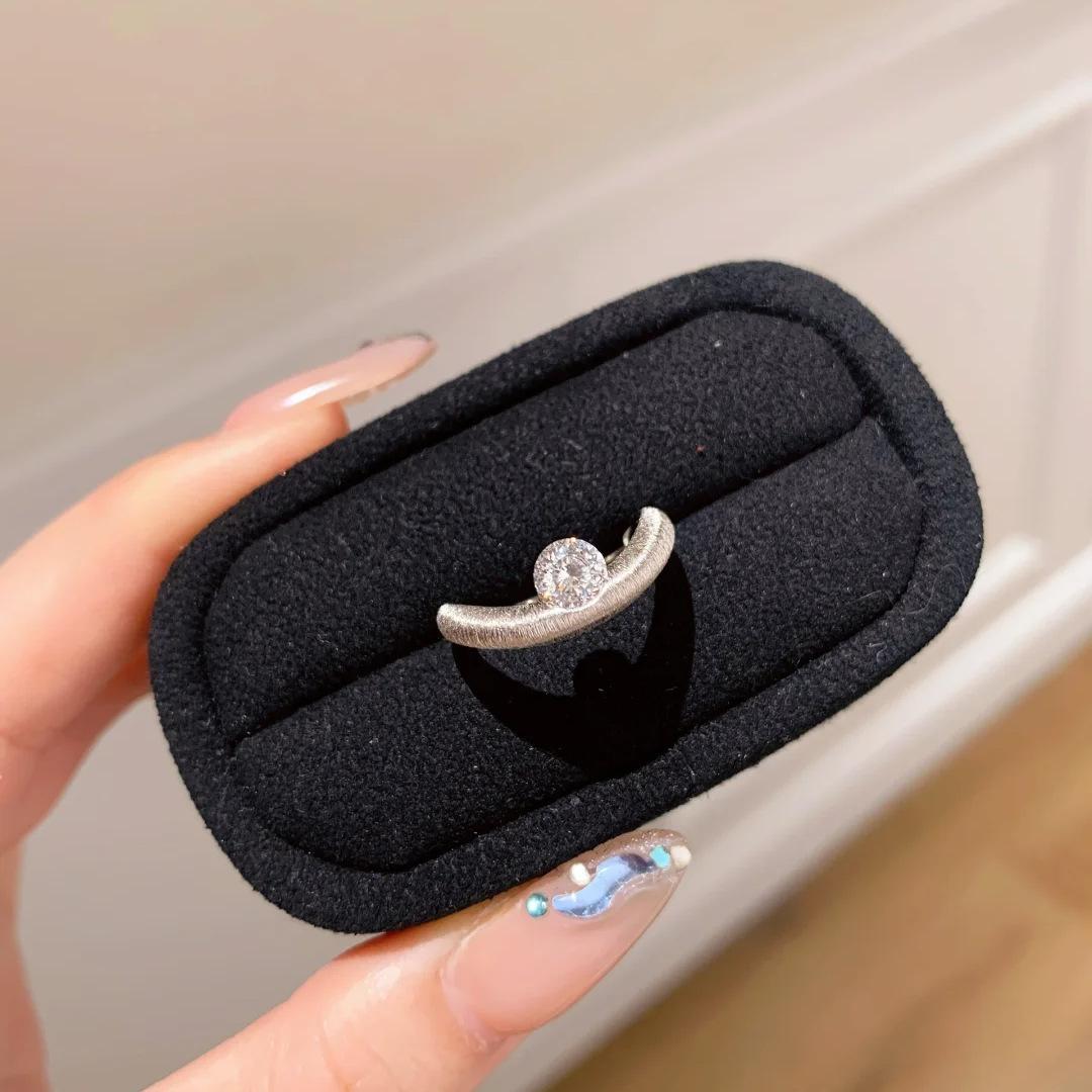 

Flash River Dot Diamond Ring Premium Sense Heavy Industry Brushed Irregular Cross Opening Ring Adjustable Opening