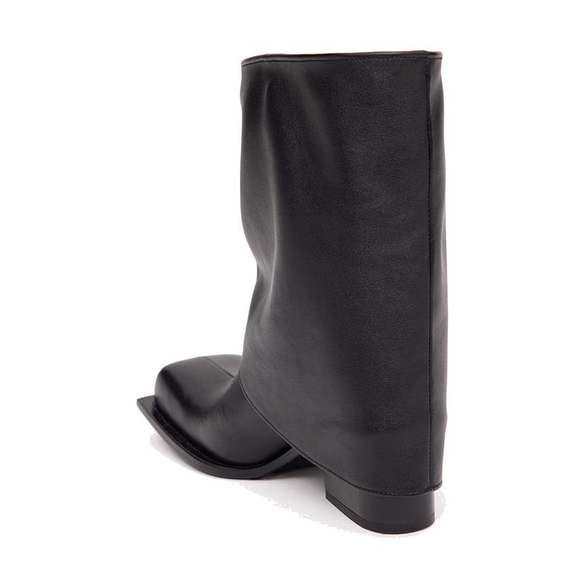 Fashion Brand Fashion Show Silver Black Women Short Boots 2025 Autumn Winter New Square Headed Thick Heels Lady Ankle Boots Size 34-44