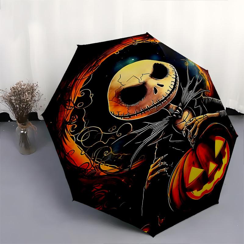 Nightmare Before Christmas Themed Automatic Opening and Closing Umbrella, Brightly Colored 8-rib Portable Umbrella, Suitable for Men and Women, A Perf