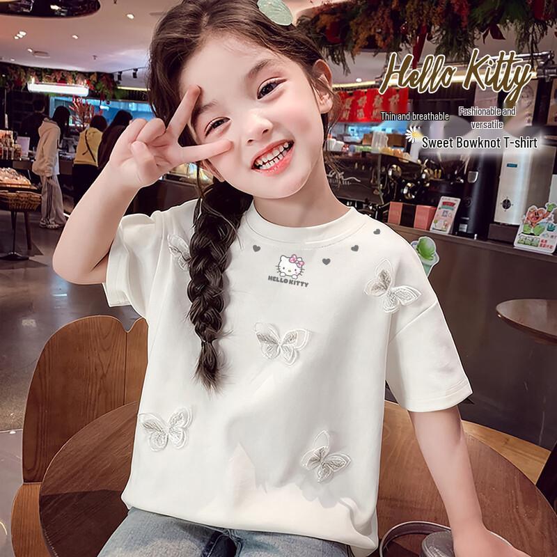 

Hello Kitty Girls Bowknot Short Sleeve T-Shirt 110