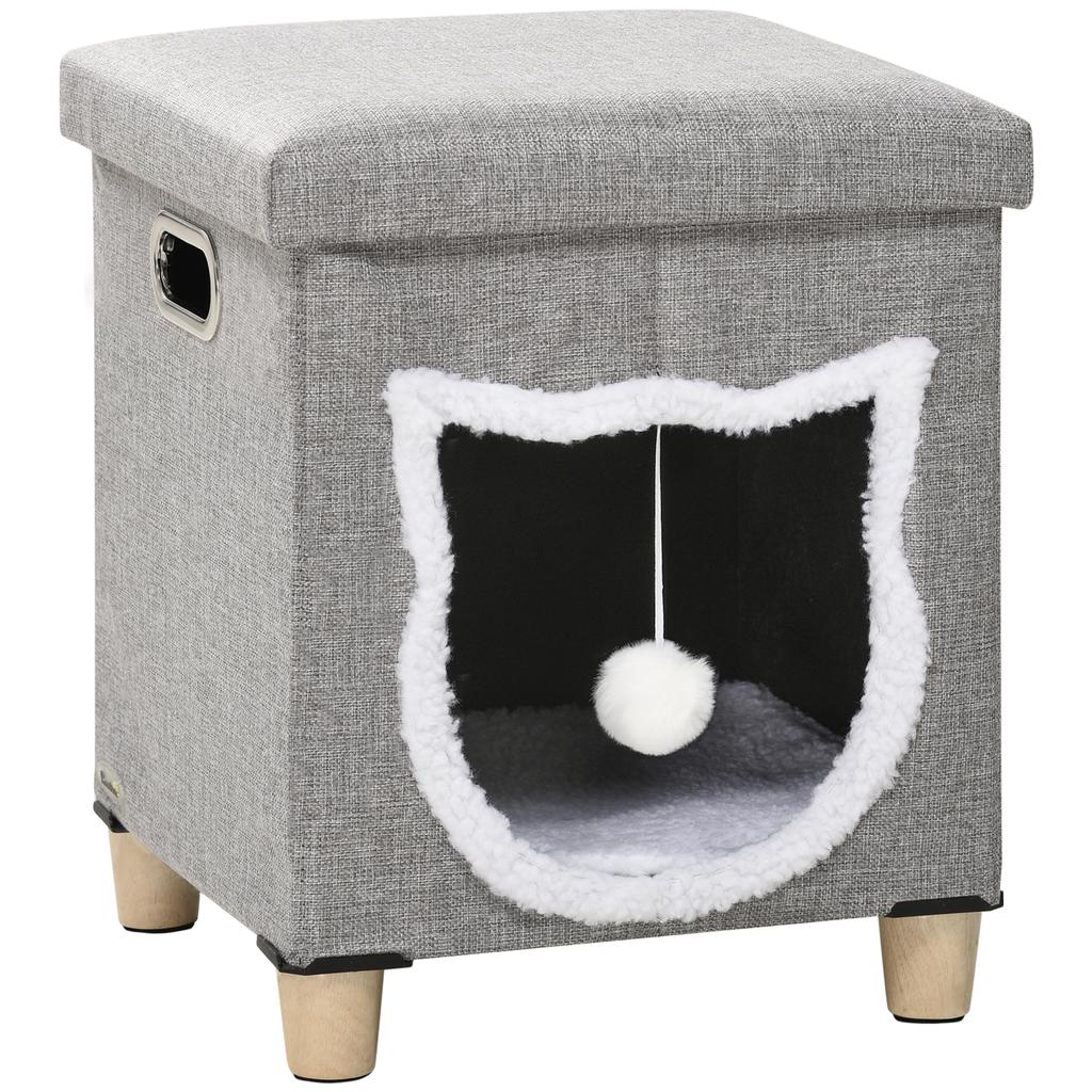 Cat Cave, Cat House, incl. Play Ball, Washable Cushion, 35.5 cm x 35.5 cm x 42.5 cm
