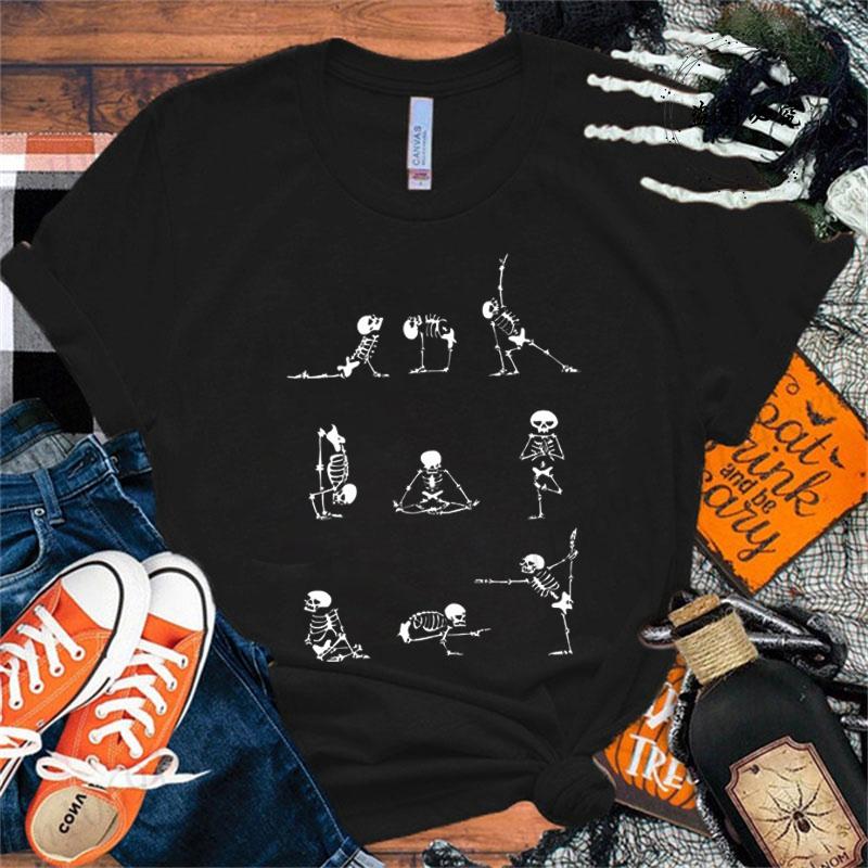 

Женские футболки Skeleton Yoga Летняя Мода Повседневные Футболки Одежда С Круглым Вырезом Топы Футболки Футболки Skeleton Yoga С Коротким Рукавом Одежда S