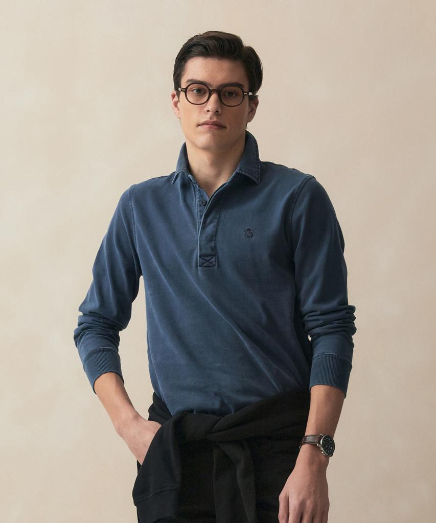 BROOKS BROTHERS Garment Dye Rugby Shirt (Navy) (Bbntmm7488Qfs)