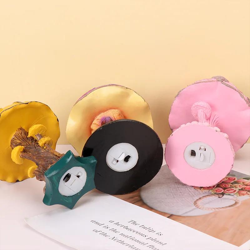 Painting Mushroom Table Lamp,Stained Plant Night Light,Resin Mushroom Bedside Lamp for Bedroom Living Room Home Office Decor