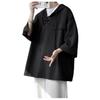 Men's Coffee Brown Hooded Polo T-Shirt, Three-Quarter Sleeve, American Campus Style, Summer Trendy Brand Design