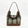 Women's High-End Striped Color Block Underarm Tote - Large Capacity