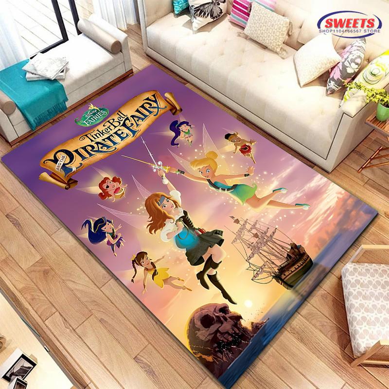 NO.1Cartoon Disney Princess Carpet,Tinker Bell Living Room Bedroom Bed Mat,Comfortable Non-slip Durable Rug,Machine Washable Rug
