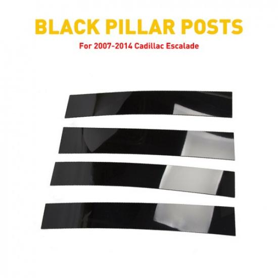 Gloss Fit Black Pillar Cadillac Posts Piano 07-14 Escalade Fit Door Cover Set