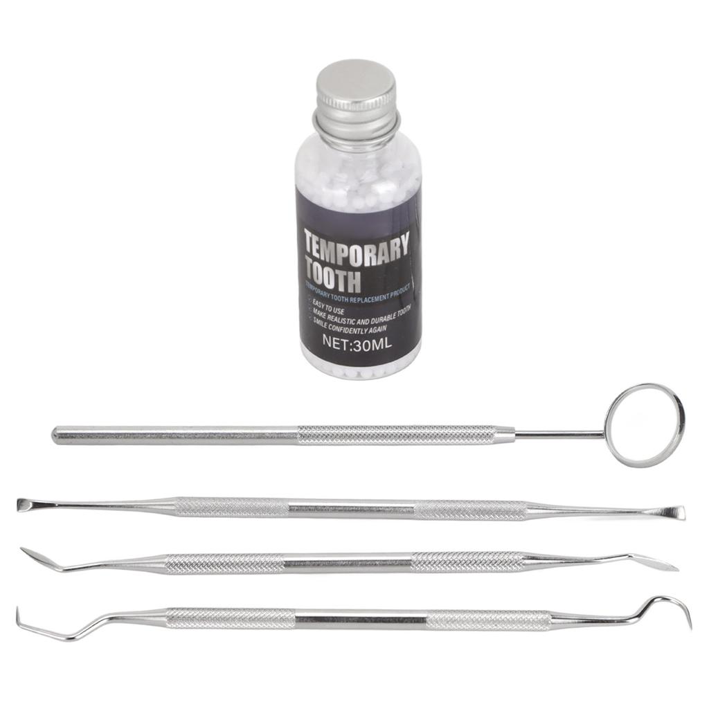 Temporary Tooth Filling Bead Moldable False Teeth Stainless Steel Dental Hygiene Kit for Halloween Party