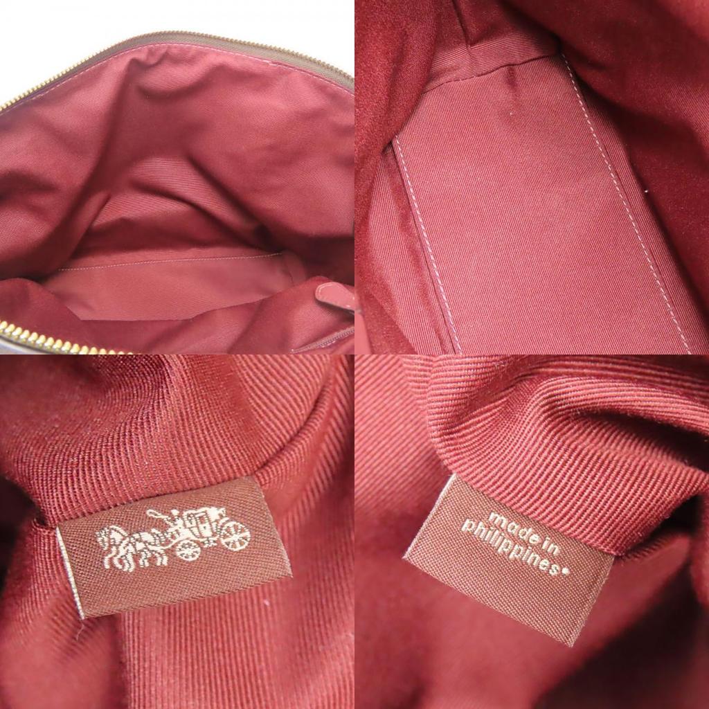 Used COACH Handbag Signature C6230 PVC/leather Brown Red Shoulder