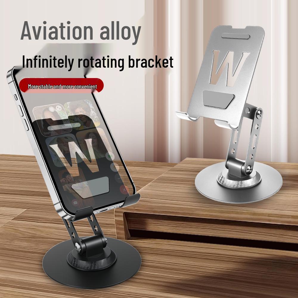 Universal 360° Rotating All-Metal Mobile Phone and Tablet Stand Black - Rotatable Folding Version