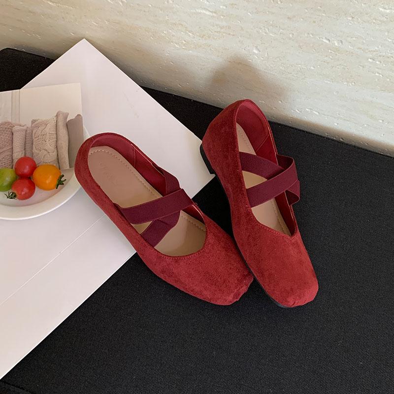 Fashion Female Elastic Band Ballet Flats Shoes For Women Fashion Shallow Ladies Mary Janes Shoes With Height Increasing Footwear