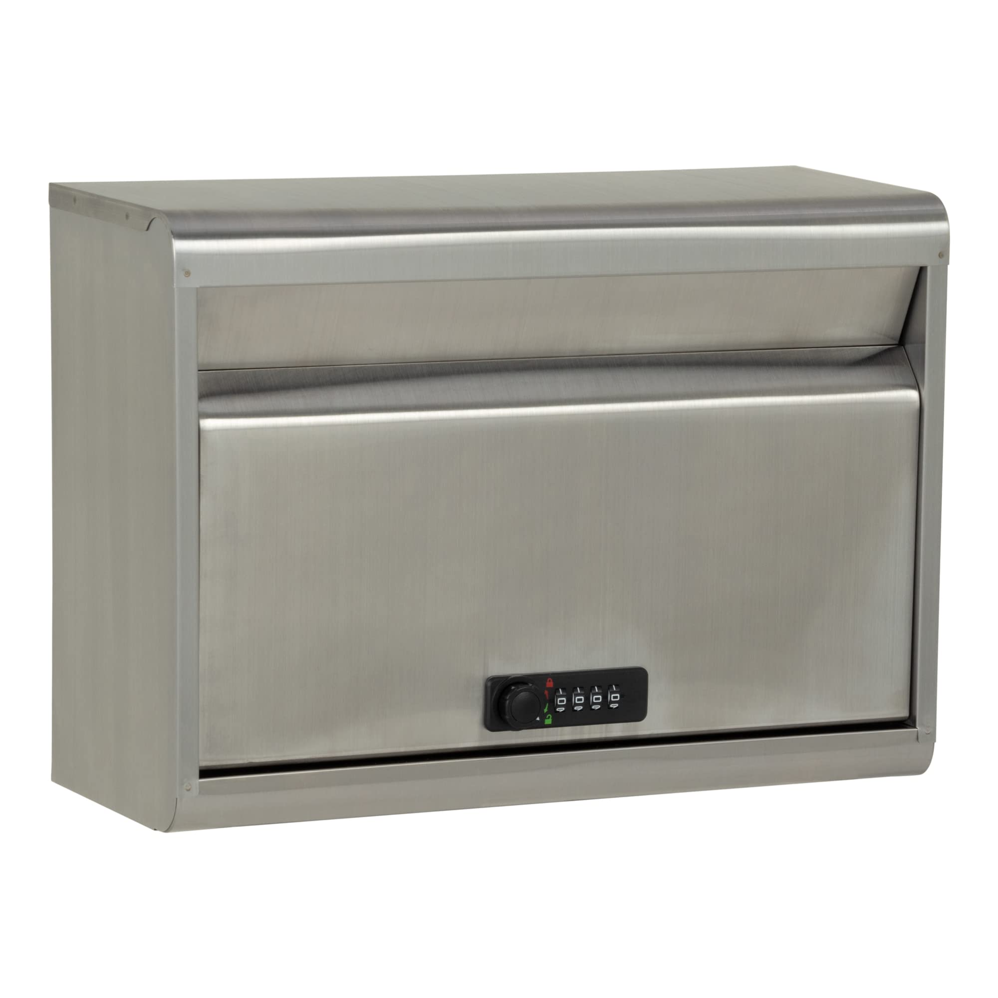 

Green Life Wall-Mounted Mailbox (Made in Japan), Stainless Steel, A4 Size Compatible, Combination Lock (Number Changeable), PS-50FD
