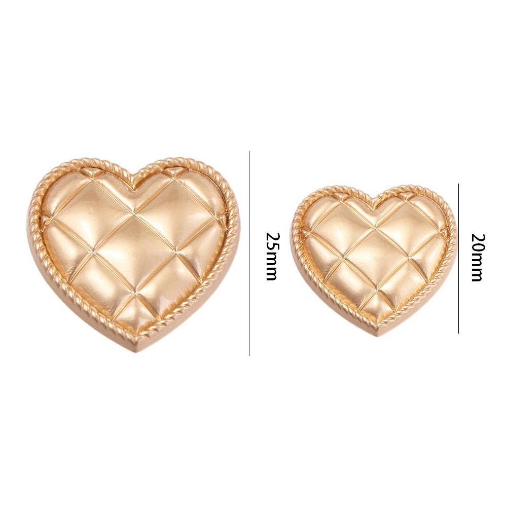 DIY Vintage Gold Heart Clothing Accesories Decorative Buttons Sewing Material Metal Shank Buttons