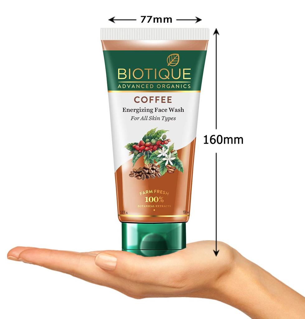 Biotique Coffee Face Wash 150ml For Glowing Skin, Purifies & Unclogs Pores, Paraben Free, SLS Free, Energizing Cleanser