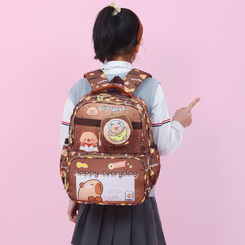 Cartoon Capybara Child Backpack Large Capacity Breathable Anti Water Splashing