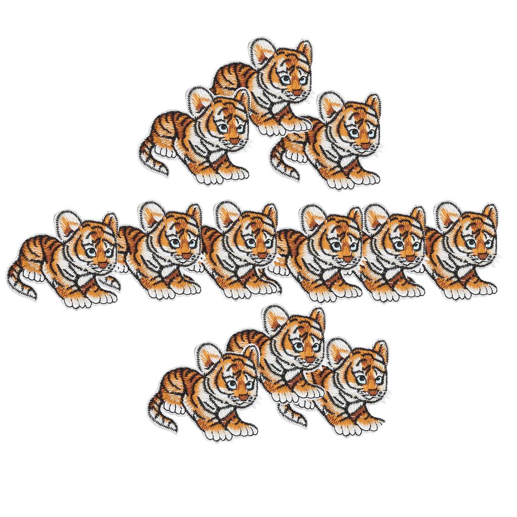 12Pcs Embroidery Cloth Stickers Tigerkin Pattern Patch for DIY Clothing Case Bag Decoration
