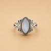 Moonstone Marquise Ring In 925 Sterling Silver, Vintage Boho Statement Ring, Handmade Blue Flash Gemstone Jewelry for Women