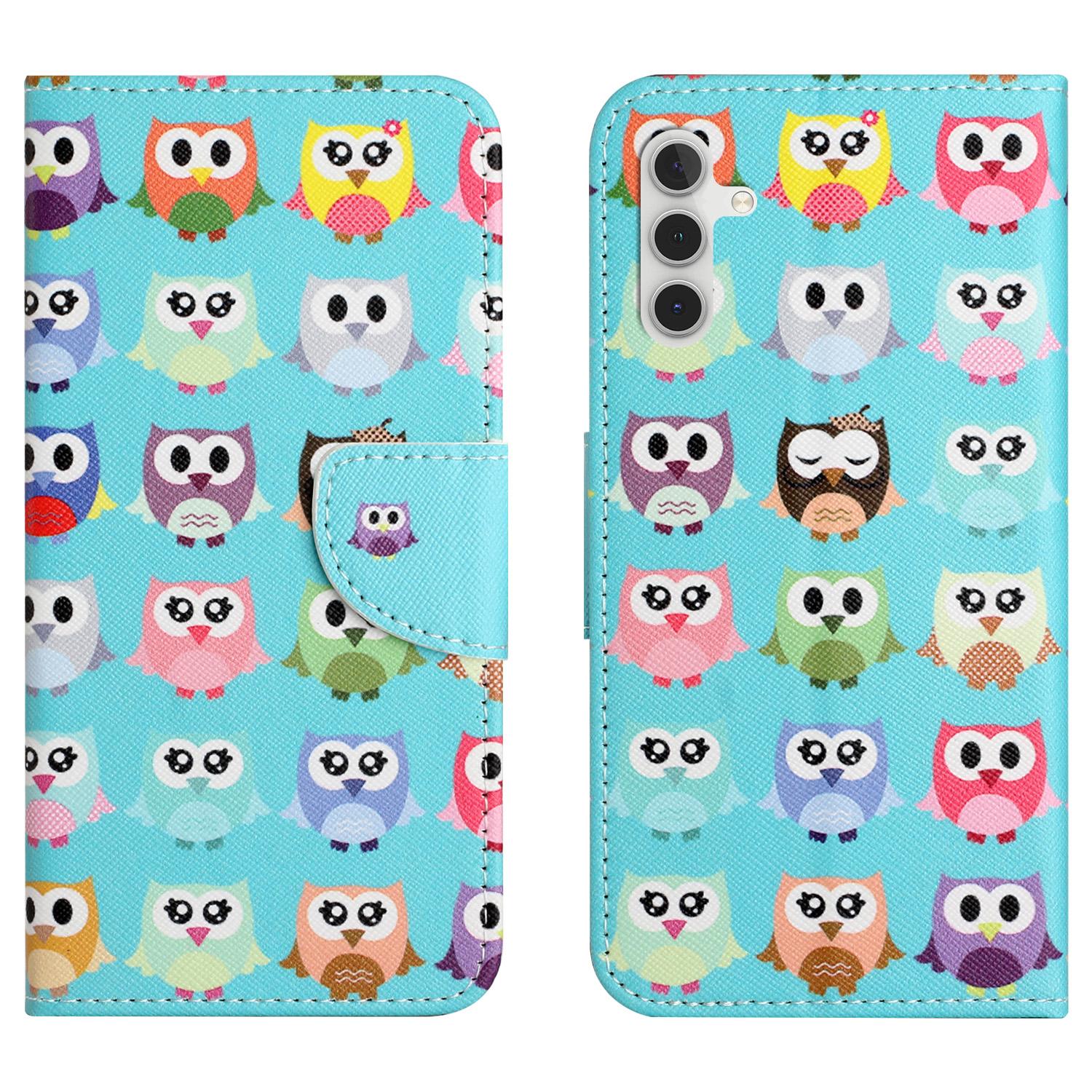 

For Samsung Galaxy S23 FE Pattern Printing Phone Cover Shockproof Leather Wallet Stand Shell Owls