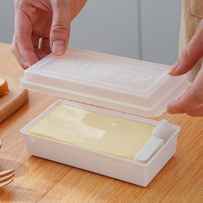 Transparent With Cover Butter Plates With Cutter Slicer Fresh-Keeping Box Countertop Butter Box For Refrigerator Storage Home