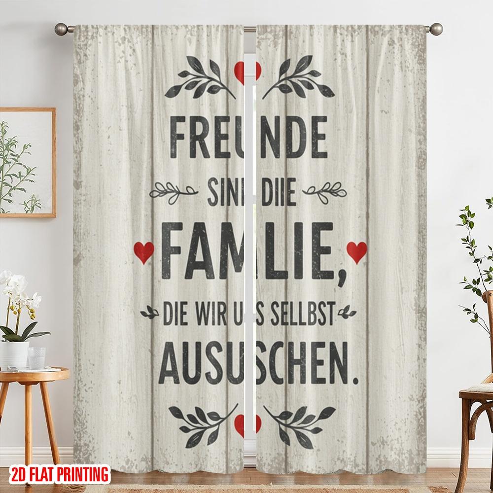 2 Stück 2D-Flachdruck Party-Fenstervorhänge Freunde Familie Wir Wählen 100% Polyester Ohne Strom Geburtstagsparty Perfekt