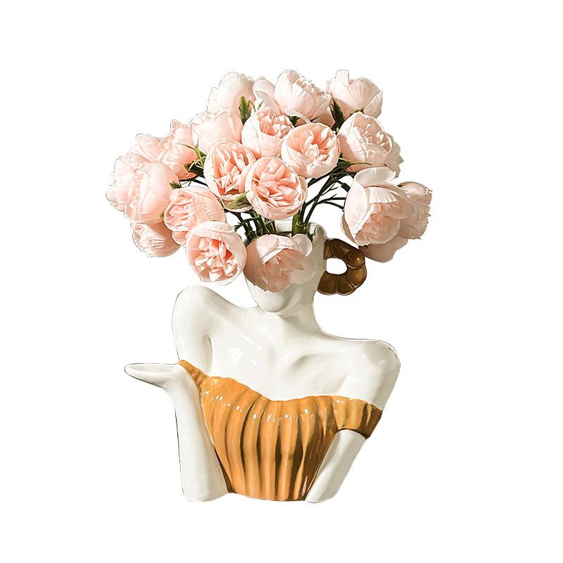 אגרטל קרמיקה בצורת אדם יצירתי פסל אישה אביזרים לסידור פרחים אגרטל פרחים אביזרי קישוט לבית