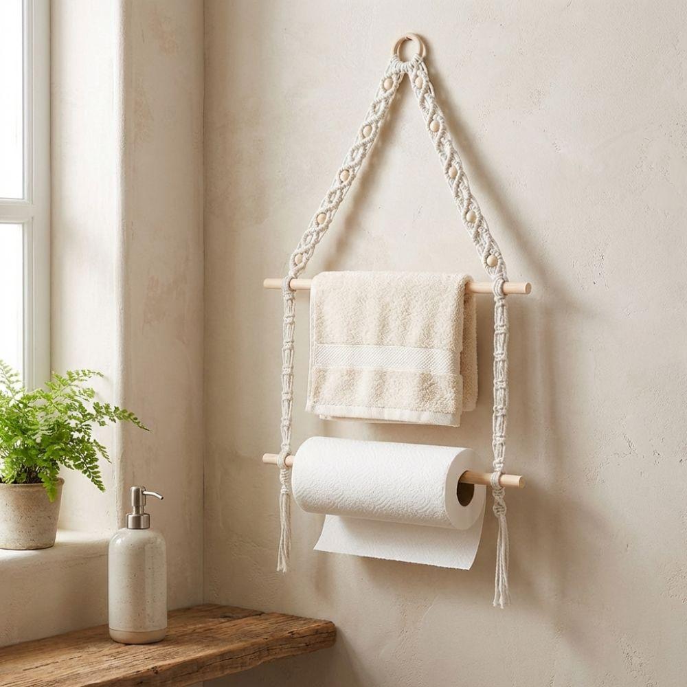 Double-layer Tissue Paper Racks Wall Hanging Storage Racks Creative Wooden Towel Holder  Hotel