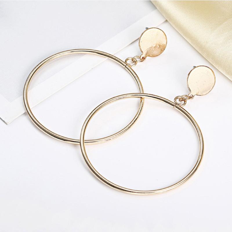 Fashion Exaggerated Big Hollow Round Drop Earrings Geometric Jewelry Statement Earrings for Women Creative Punk Accessories