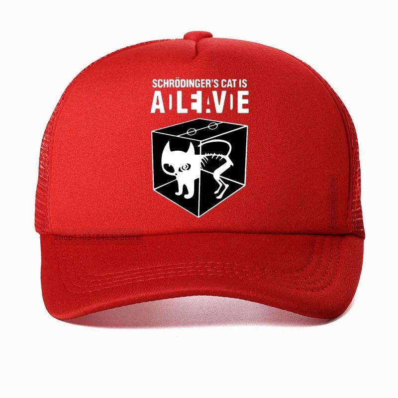 Double Schrodinger Cat funny Baseball cap Unisex Mesh Breathable hat Dinger Schrodinger Cat Theory Paraox Science GerUnisex Skeleton Adjustable