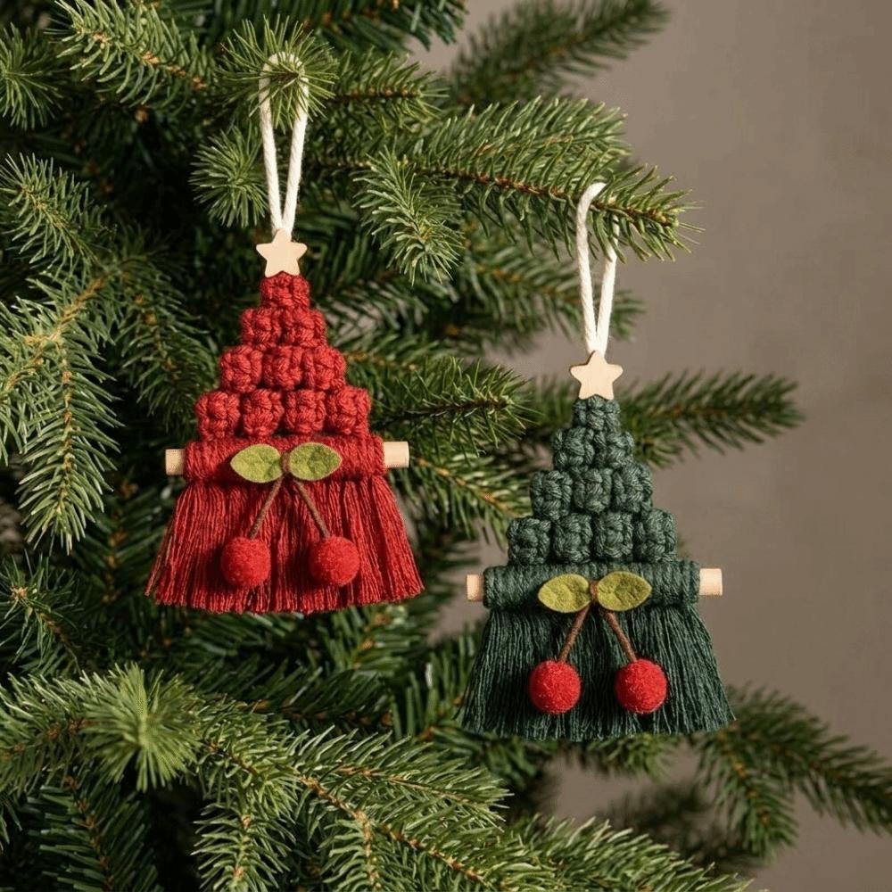 Cotton Xmas Tree Hanging Pendant Hand Woven Christmas Door Hanging Home Christmas Decor