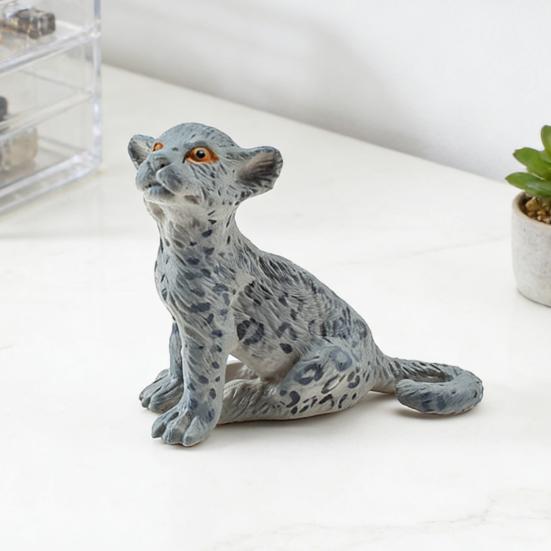 4Pcs/Set Simulation Leopard Family Model PVC Snow Leopard Figurine Realistic Miniature Wildlife Animal