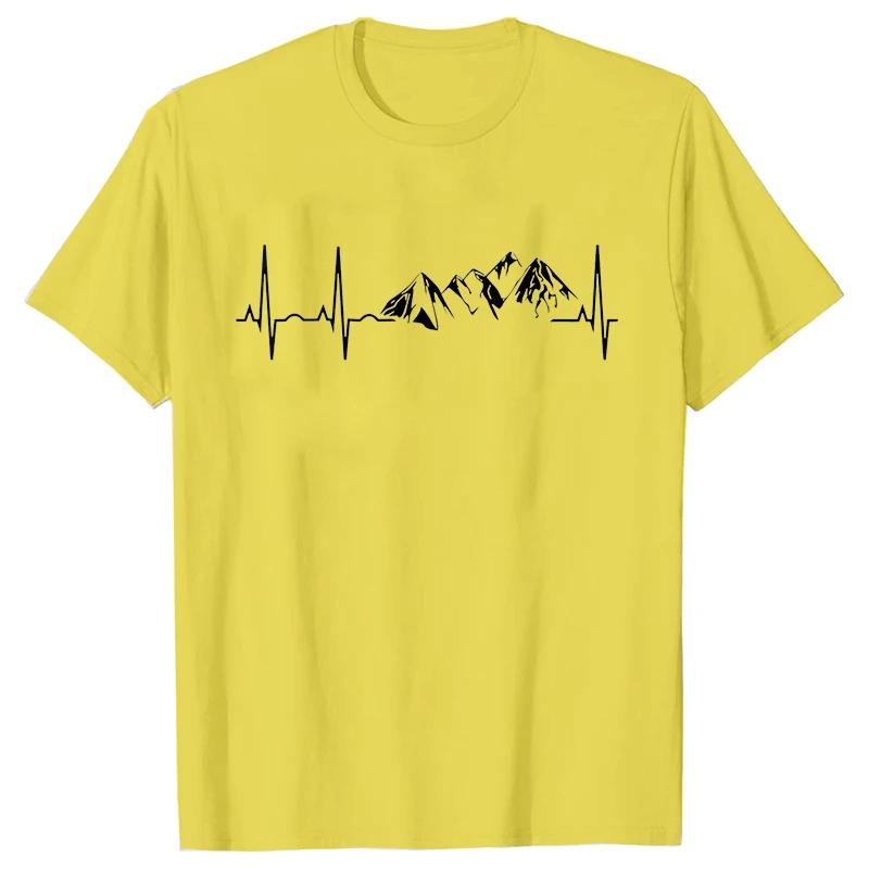 Herrenbekleidung Neuheit Mountain Heartbeat Pulse Line T-Shirt Klettern Wandern Grafik Tees Kurzarm Vatertag T-Shirt Männer