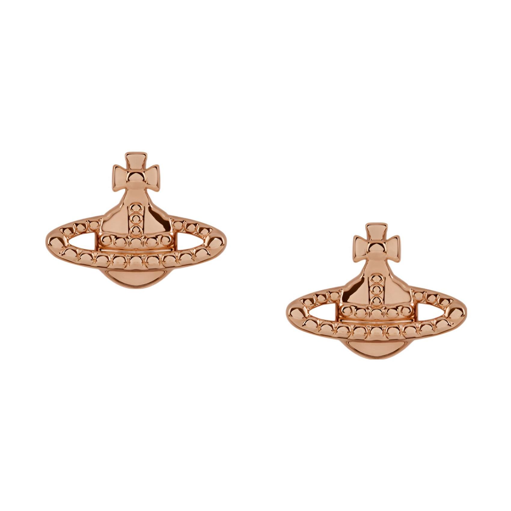Vivienne Westwood Farah Earrings Saturn Brass Studs Rose Gold Women earrings 62010015G002G002 Box