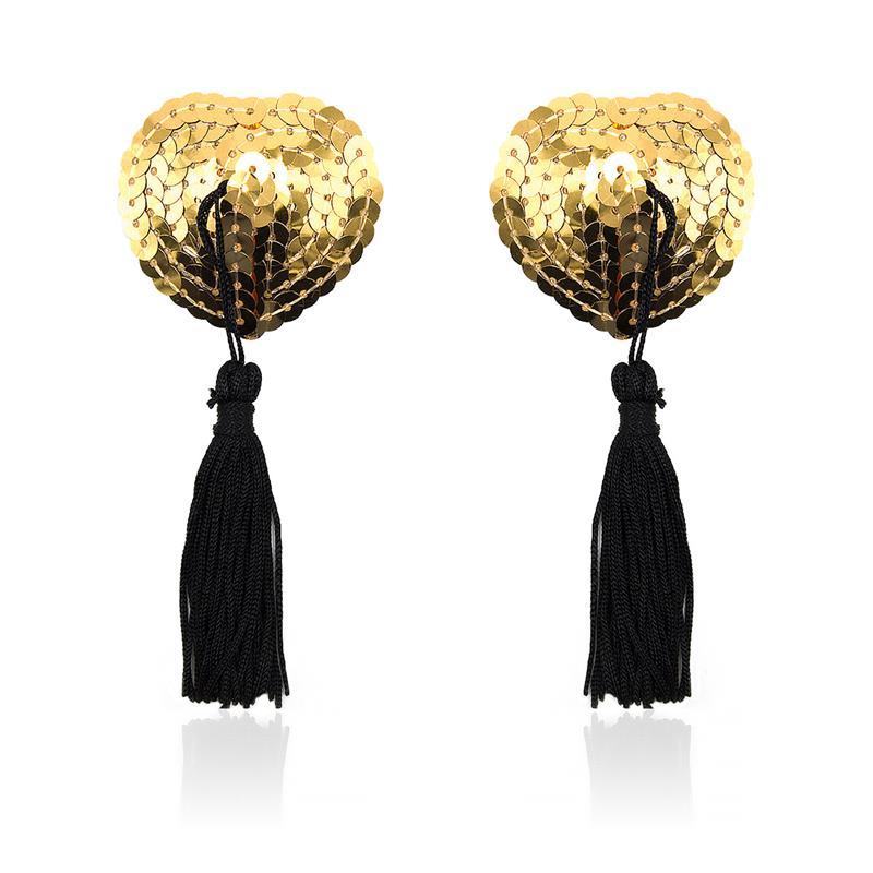 Gold Sequin Heart Nipple Cover