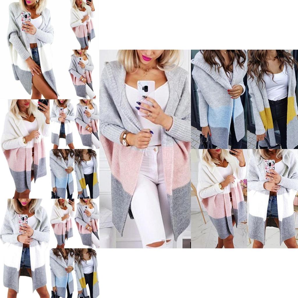 Ladies Long Hooded Cardigan Knitted Sweater Coat For Winter Casual Plus Size Style