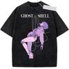 Anime Ghost in The Shell Kusanagi Motoko Cartoon Grafikdruck T-Shirt Herren Damen Retro Gewaschene Baumwolle Oversize Oberteil Sommer Neues T-Shirt