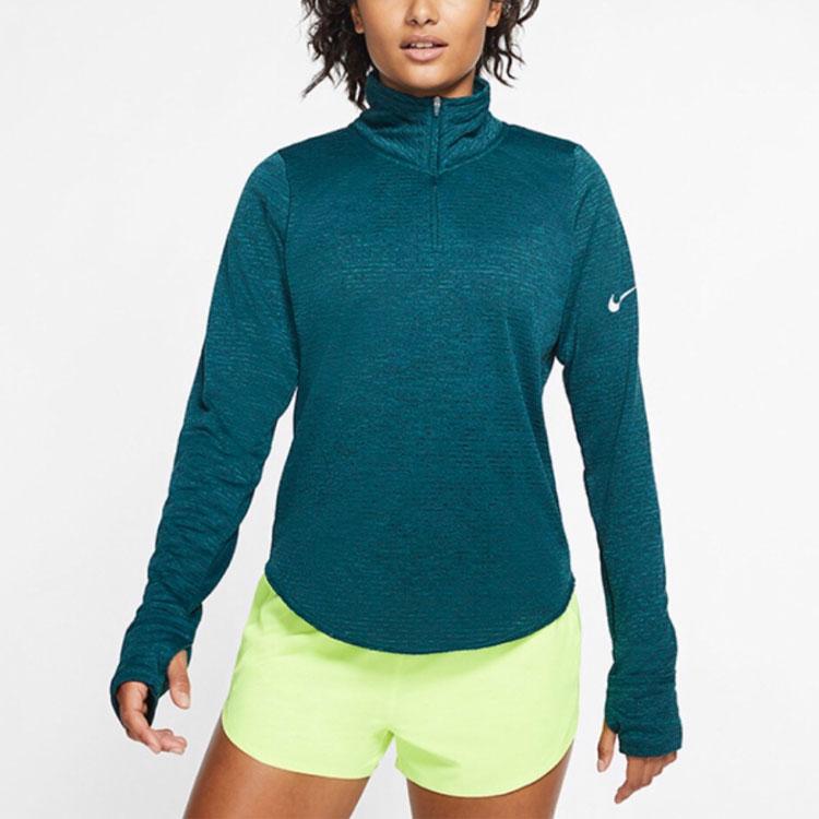 Nike Solid Logo Sports Casual Breathable Long Sleeve T-Shirt Women Tops Green BV3013-347